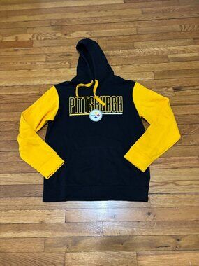 Logo Athletic Mens Pittsburgh Steelers Hoodie Sweatshirt Sz Medium Black Yellow